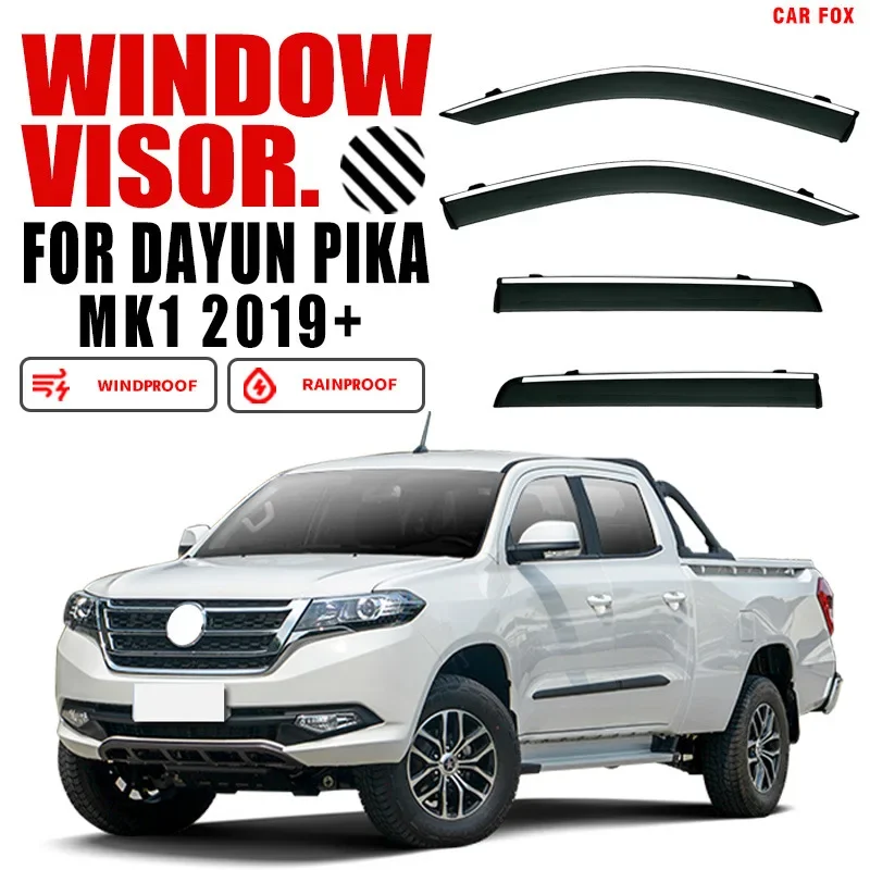 4pcs For Dayun Pika 2019-2025 Car Window Visor Awning Shelters Windshield Side Window Rain Sun Shade Auto Accessories