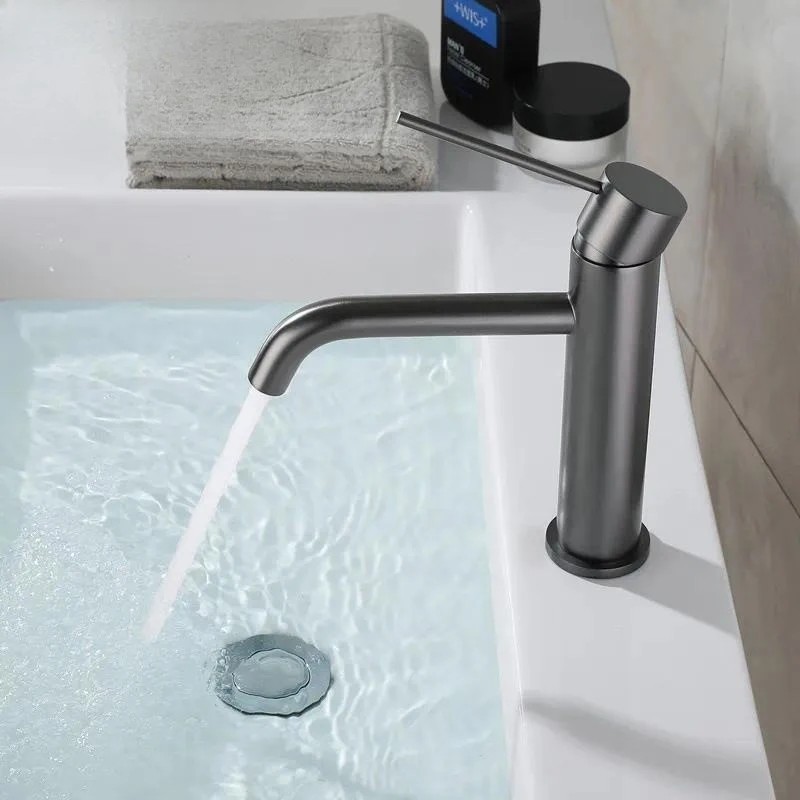 Gun Gray Hot and Cold Faucet All Copper Under Counter Basin Mixer Tap for Bathroom Cabinet Washbasin Toilet Factory Direct