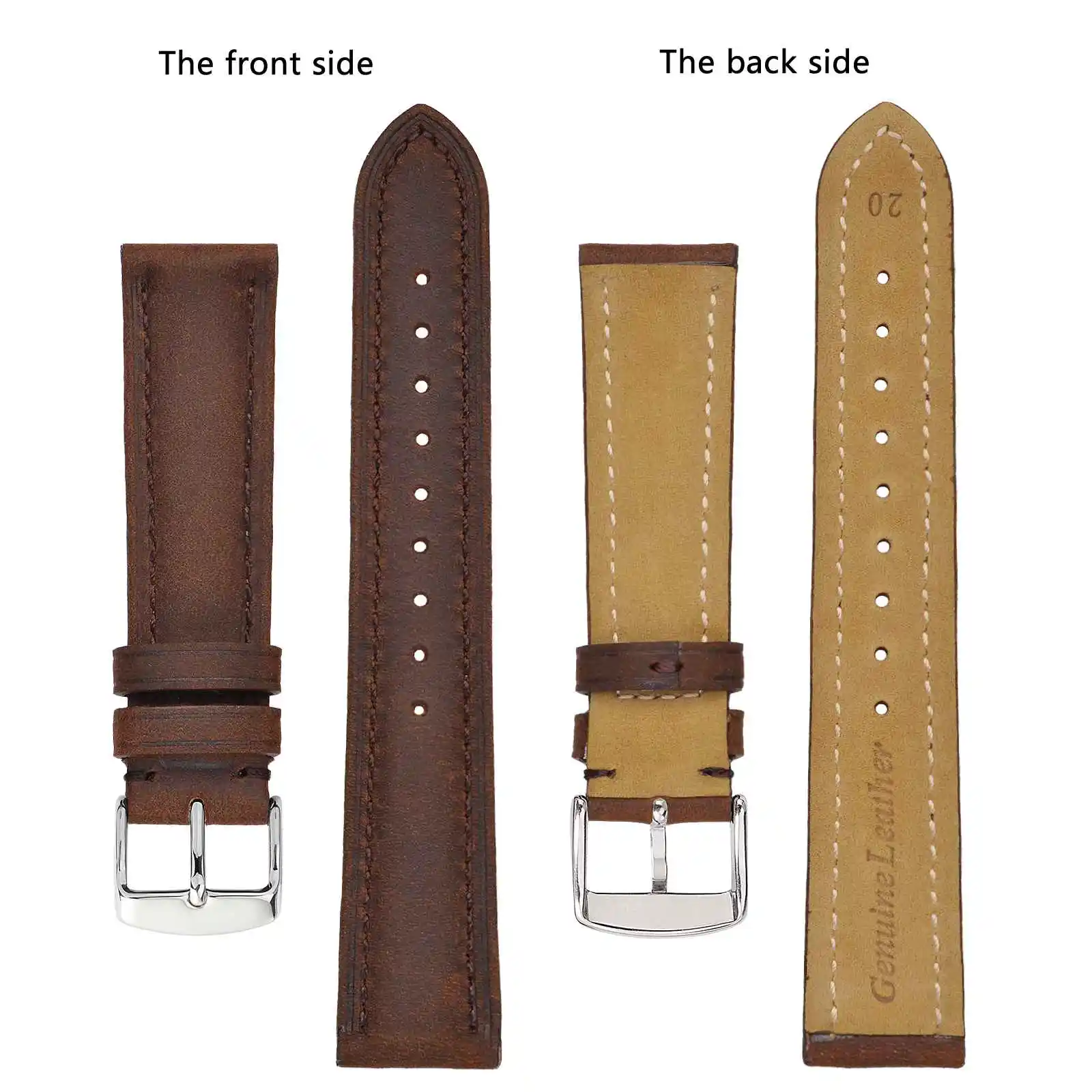 BISONSTRAP Geniune Leather Watch Strap 14mm 17mm 18mm 19mm 20mm 21mm 22mm 23mm 24mm Replacement Bracelet for Men Women Watchband