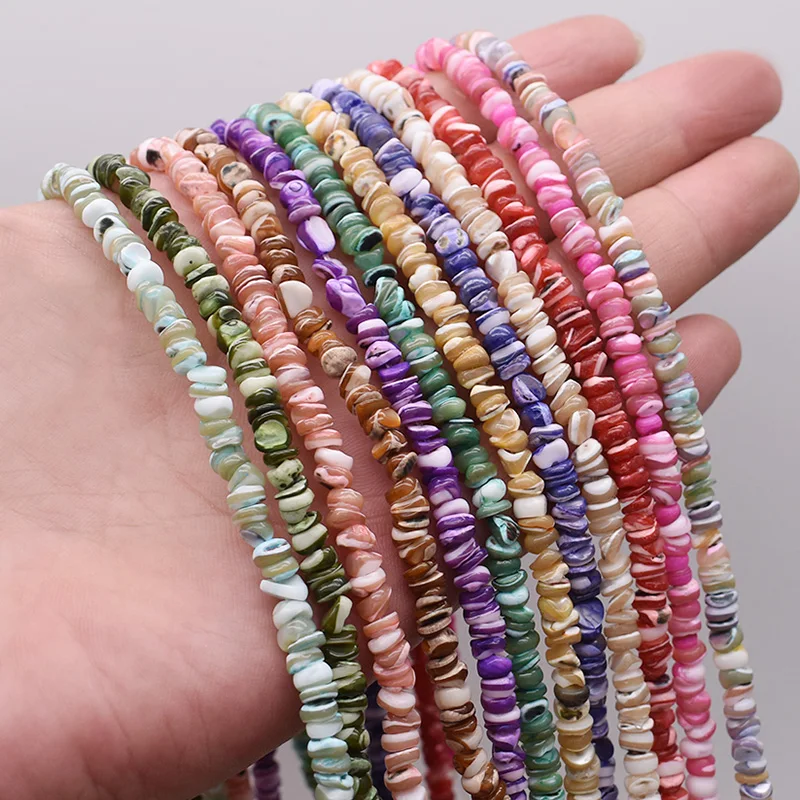 5mm 155pcs/strand Flat Round Shape Dyed Shell Beads Natural Mother of Pearl Freshwater Shell Beads For Jewelry Making DIY