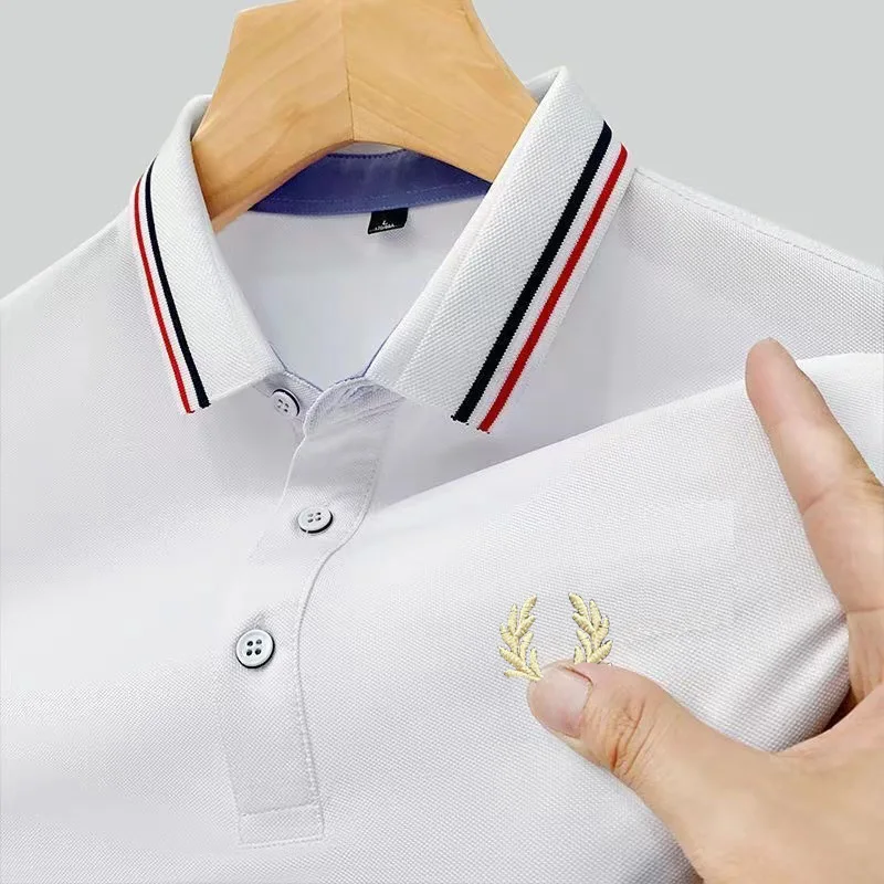 

2024 Embroidered summer men's new polo shirt Color contrast trend street casual fashion quick drying men's top