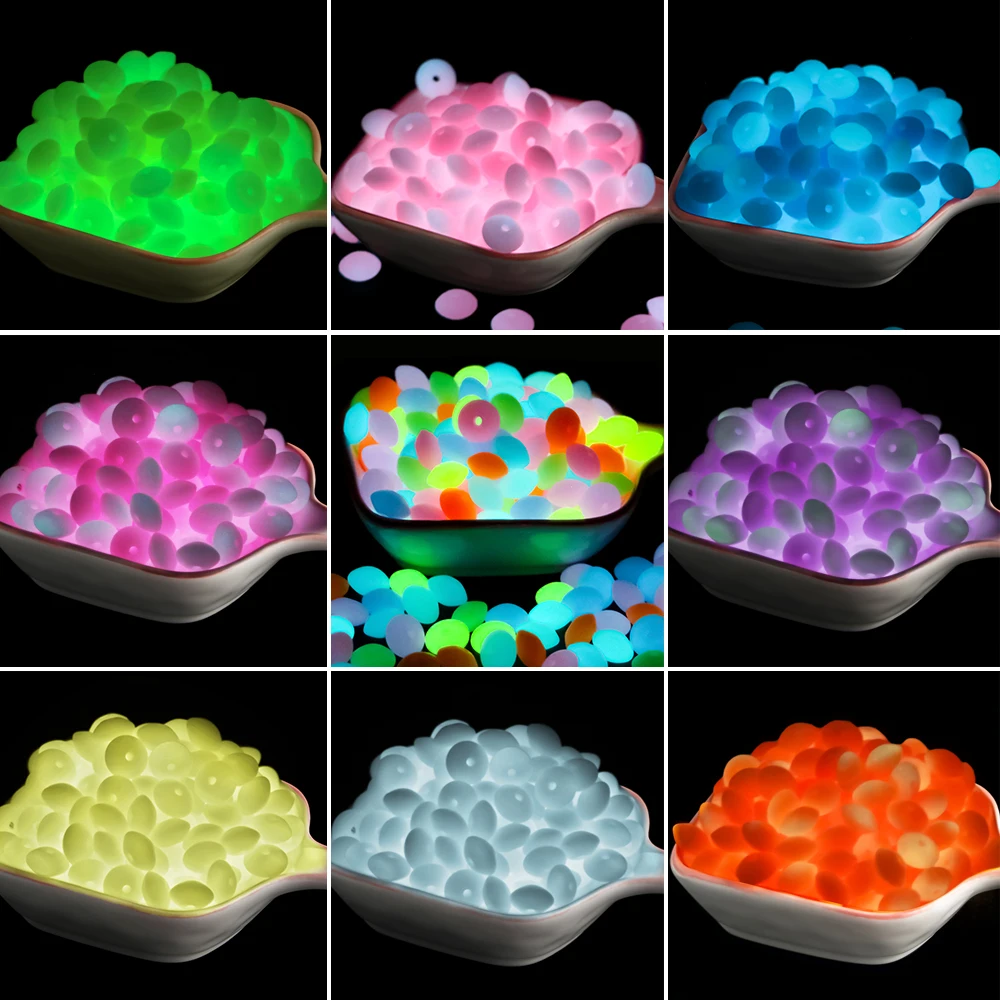 50Pcs 12MM Luminous Silicone Lentil Beads Glow In The Dark Loose Spacer Bead DIY Bracelet Necklace For Jewelry Making