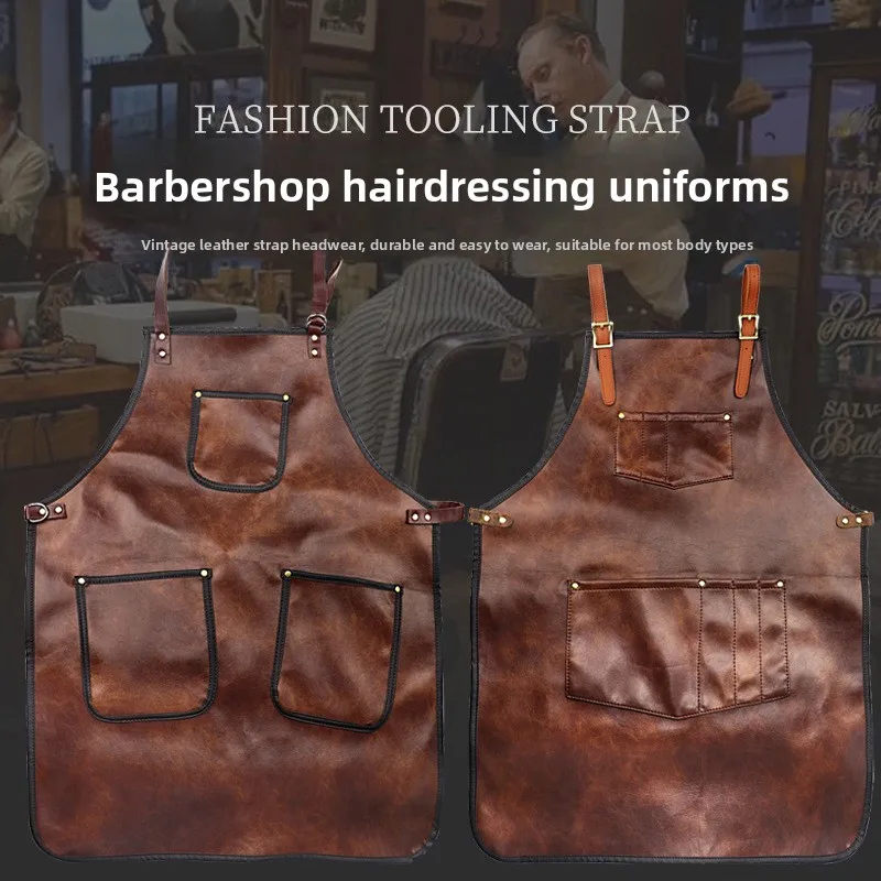 

Professional Pu Leather Work Apron Adjustable Straps For Coffee Shops Salons And Flower Shops Durable Design