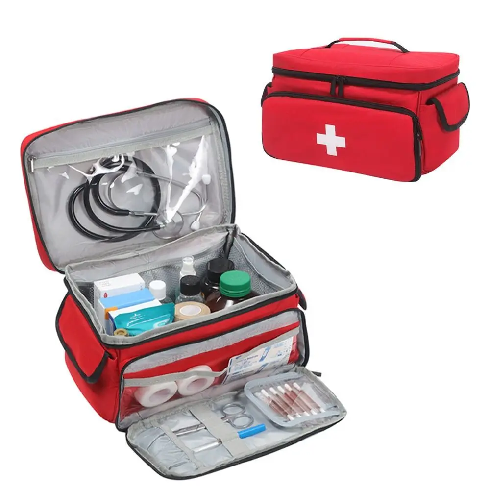 

Сумка для аптечек большой емкости, портативная ручка, многослойные аптечки на молнии, сортированное хранилище, пустая аптечка для ухода за больными