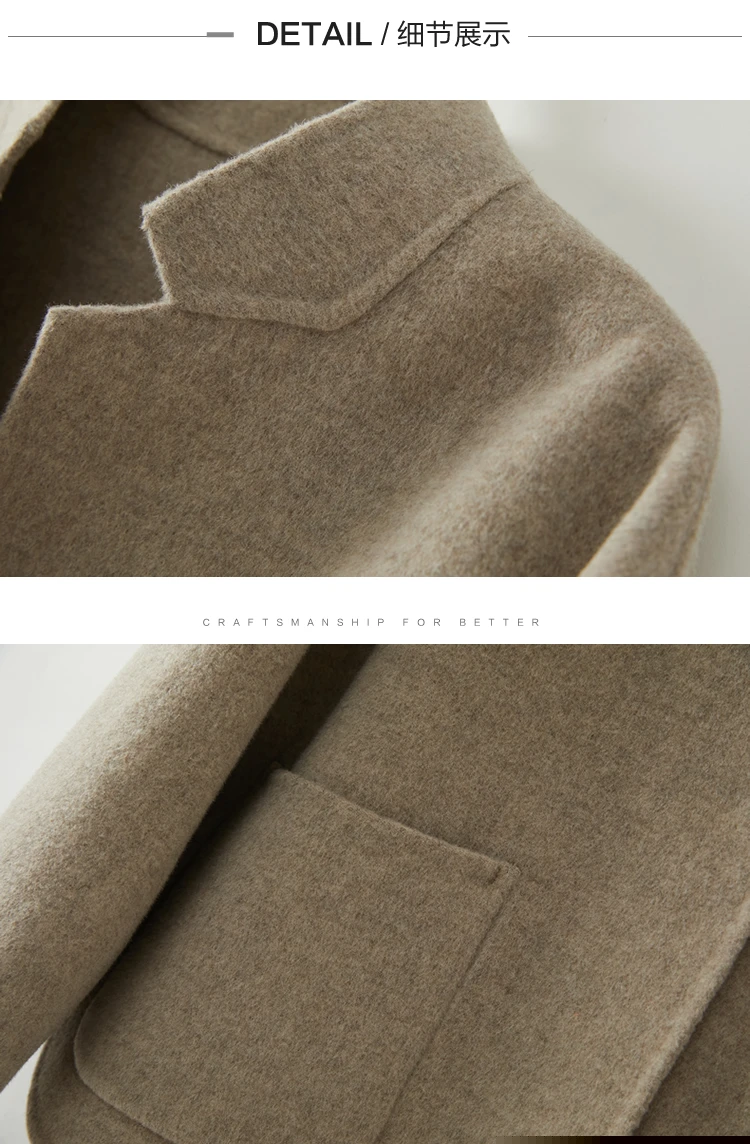 CAIXINGLE Herbst- und Winterneuer Damenmantel 100% Reine Wolle Wendbarer Wollmantel Stehkragen Schwalbenschwanz-Damen-Crop-Top – Detail 23
