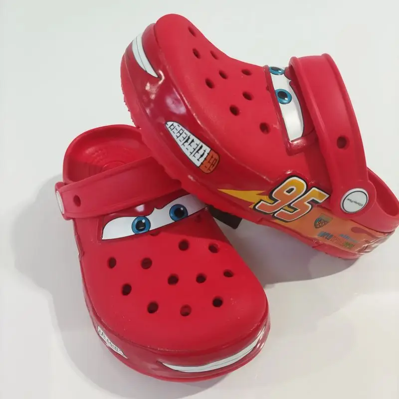 Hot Seller Lightninged 95 Cars Hole Slippers Cartoon Solid Waterproof Slippers Outdoor Sandals Breathable Eva Shoes