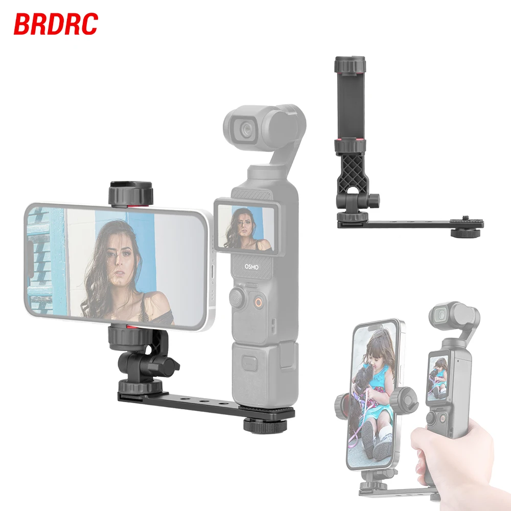 Uchwyt na telefon do DJI Pocket 3/Pocket 4/Insta360 X5, stabilizujący klips do nagrywania wideo, klips do telefonu z lampą doświetlającą, klips do statywu, akcesoria do kamery.