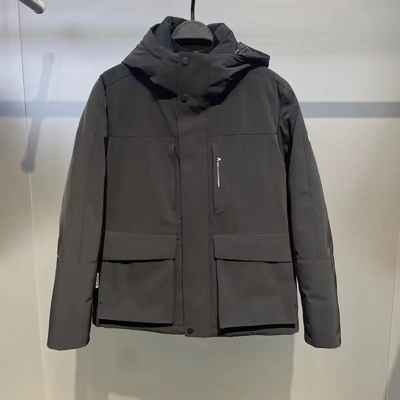 

Faionable Winter Men's down Jaet Warm Du down Casual Outdoor Hooded Coat Thi Outerwear Youth ular Color
