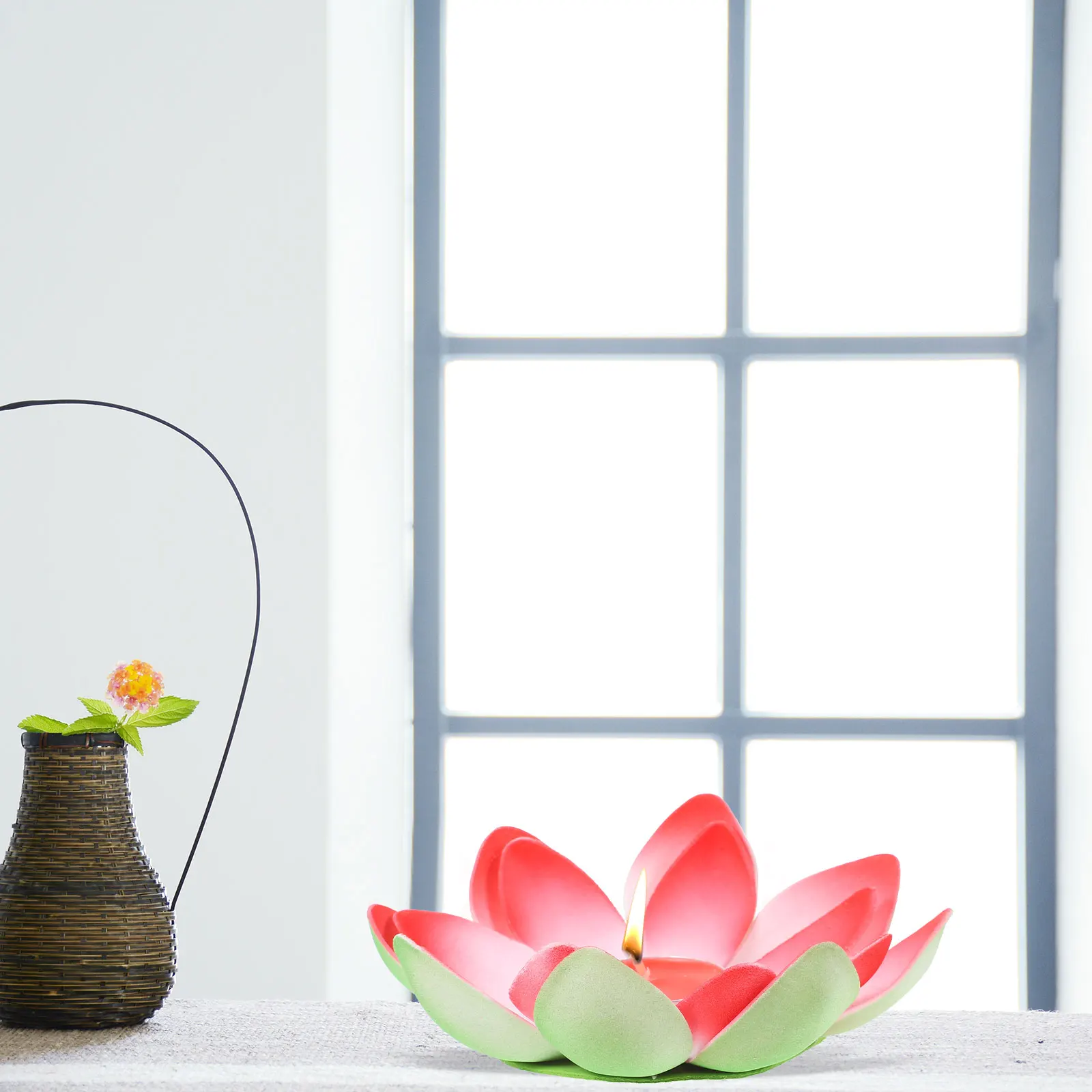 

3 Pcs Lotus Lamp Decoration Light Votive Flower Ornaments Garden Outdoor