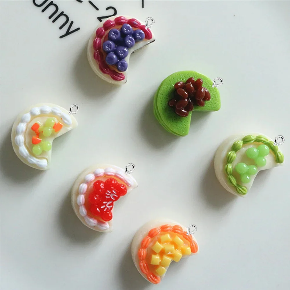 10PCS 21x17mm Notched Cake Series Flat Back Charms For Earrings Bracelet Hairpin DIY Jewelry Pendants Decoration Accessories
