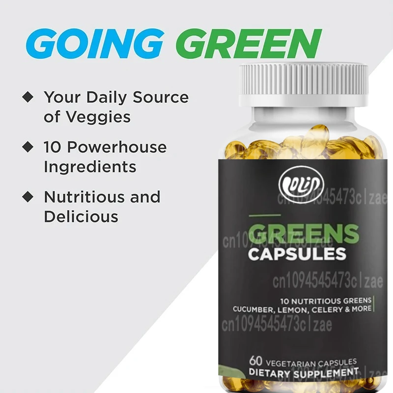 Daily Green Supplement, Containing Broccoli, Spinach, Celery, Lemon, Etc., for Digestive and Intestinal Health -60 Pills