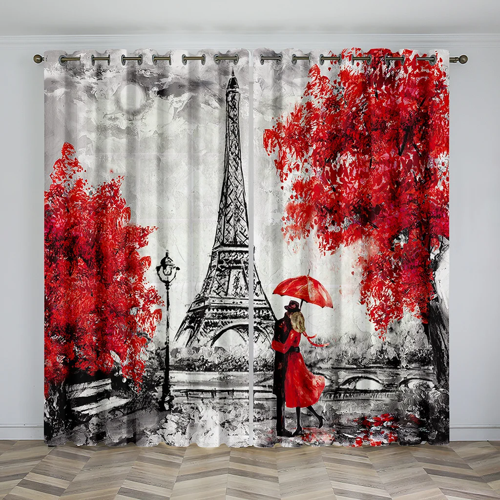 Romantic Paris Eiffel Tower Artist Photography Works Luxury Living Room Bedroom Home Decor Curtains 2 Panels