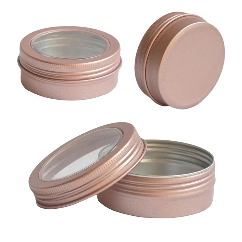 50/20/10Pcs 60g 80g Empty Silver Aluminum Tins Cans With Window Lip Balm Tin Cosmetic Container Tea Jewelry Storage Organizer