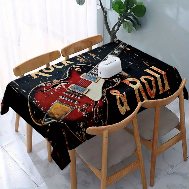 piece of rock and roller: Retro electric guitar tablecloth - A decorative item suitable for music lovers and rock fans. Modern