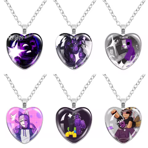 Cartoon Characters Noli Game FORSAKEN Funny MeMe Glass Heart Shape Pendant Necklace Jewelry Charm Collect Giftlry