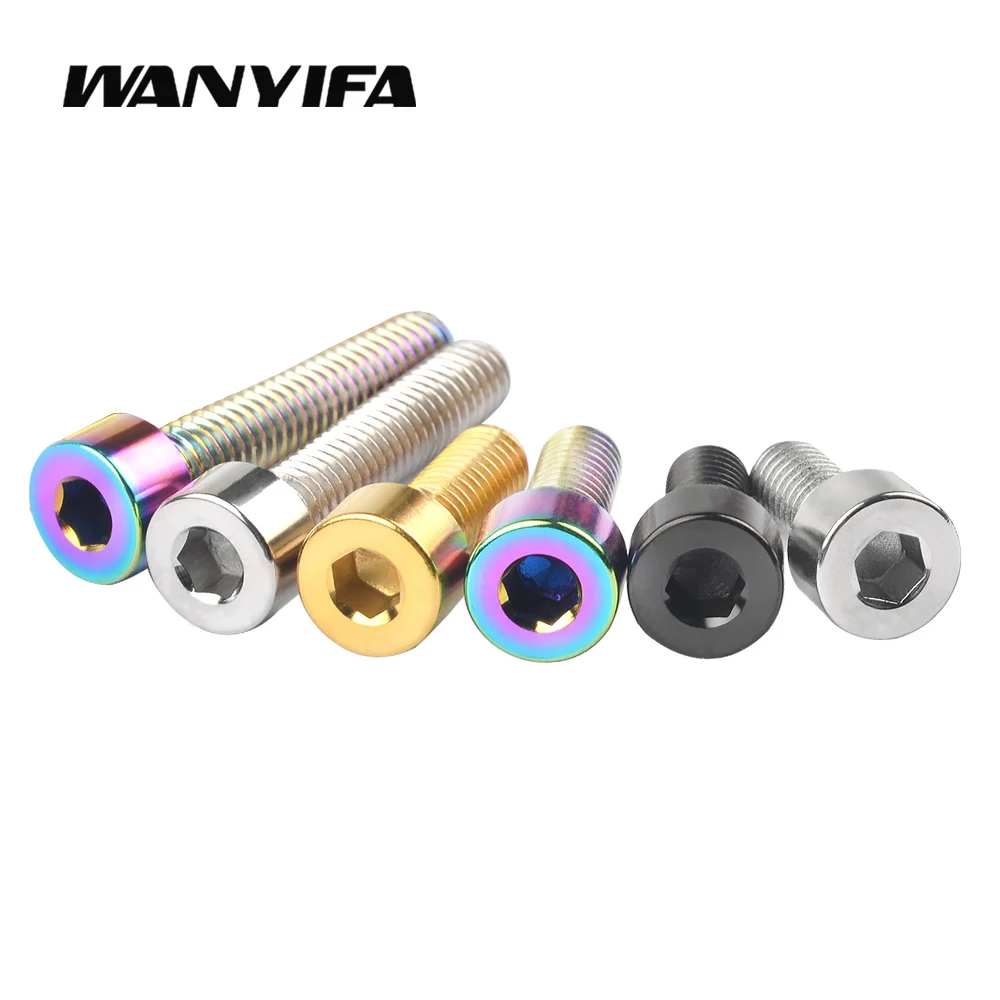 Wanyifa Titanium Bolt M4 X 10 12 15 20mm Allen Key DIN912 Titanium Stem Screw Bicycle Limit Tension Screw