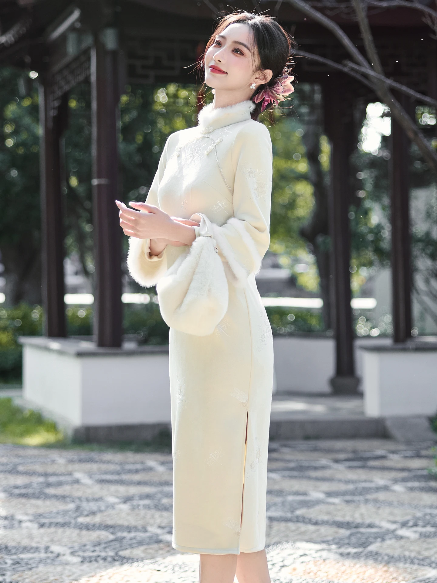 

Новое женское зимнее свадебное платье-ципао в китайском стиле, простое, элегантное, тщательно продуманное, средней длины