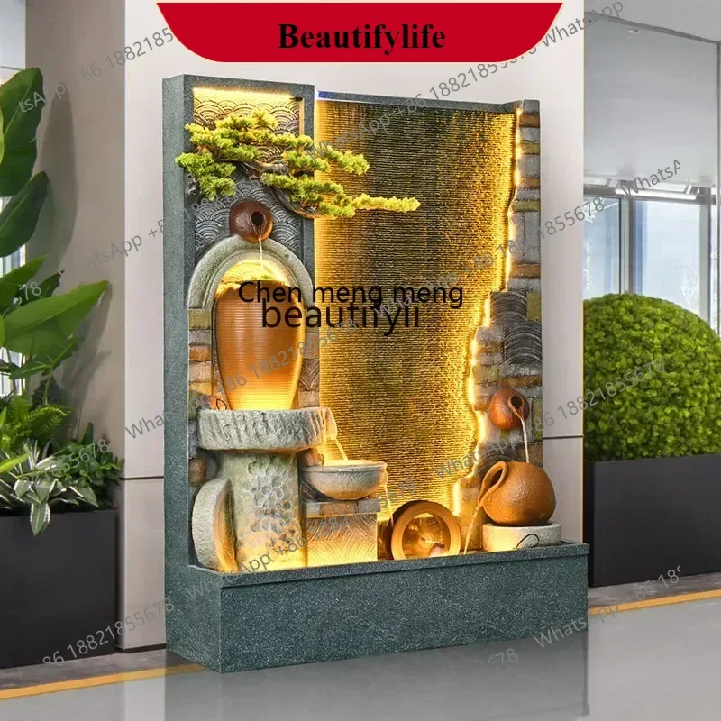 

G153 Water curtain wall fountain ornament circulating water living room entrance floor water landscape decoration