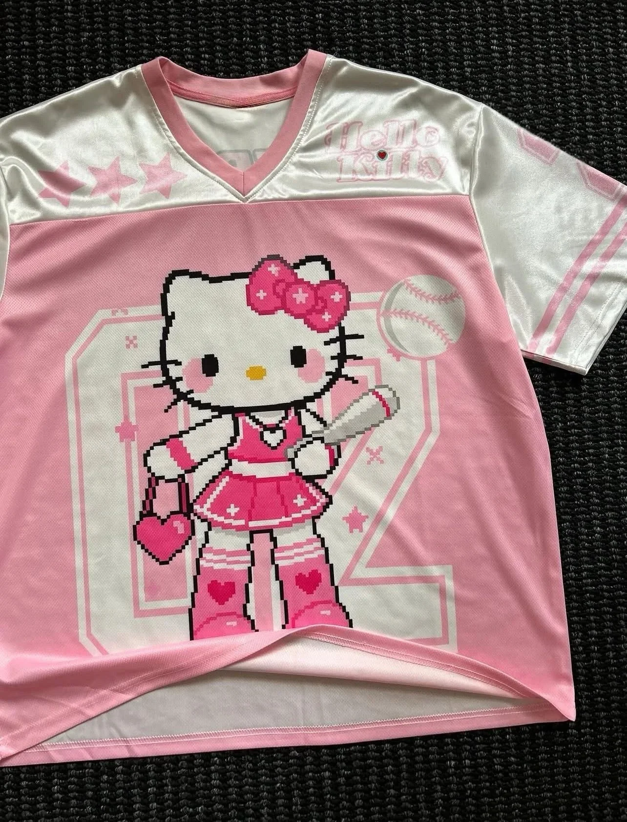 New Hello Kitty 3D Baseball Jersey Adults Children Breathable Quick Drying Y2K Short Sleeved T-shirt Family Matching Clothing