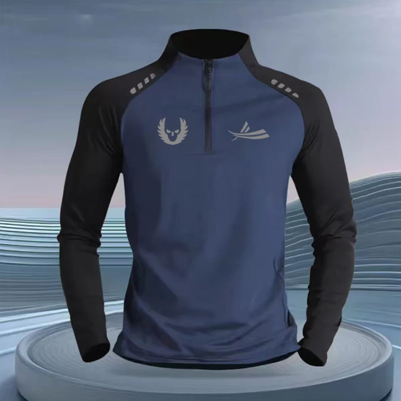 Men's Sporty Long Sleeve T-Shirt Quick Dry Half Zip Thin Polyester Fiber Running Outdoor Fitness Cycling Top Spring Autumn
