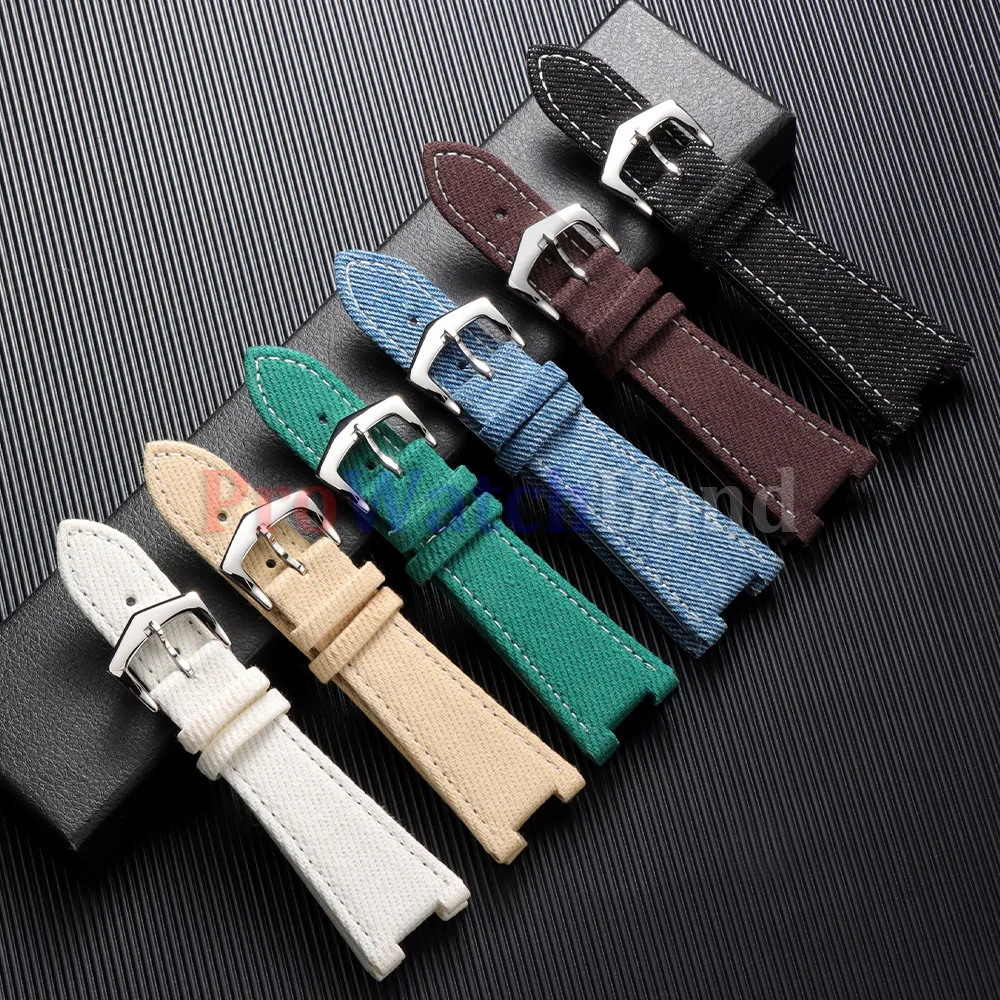 For Patek Philippe Nautilus 5711 5712 5726 5980 7010G Men Women Bracelet 25mmx13mm Sailcloth Nylon Strap Durable Denim WatchBand