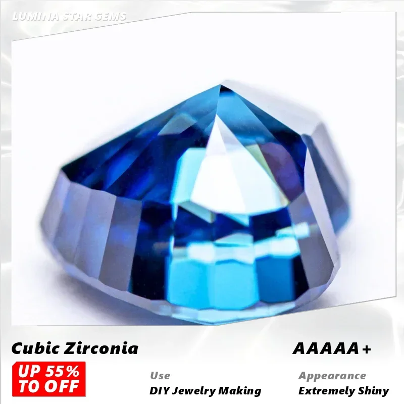 

L-кубический цирконий, оптовая продажа, без сертификата, измельченный лед, форма сердца, королевский синий цвет, подвески, бусины для изготовления ювелирных изделий своими руками