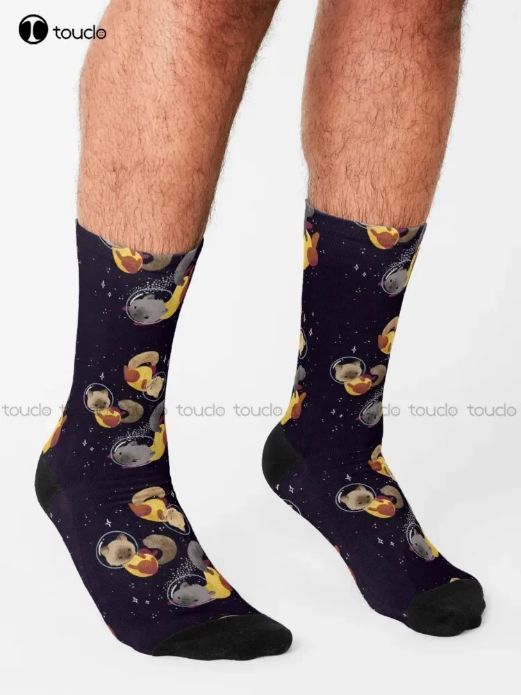 Space Cats Socks Football Socks Youth Boys Personalized Custom Unisex Adult Teen Youth Socks 360° Digital Print Fashion New