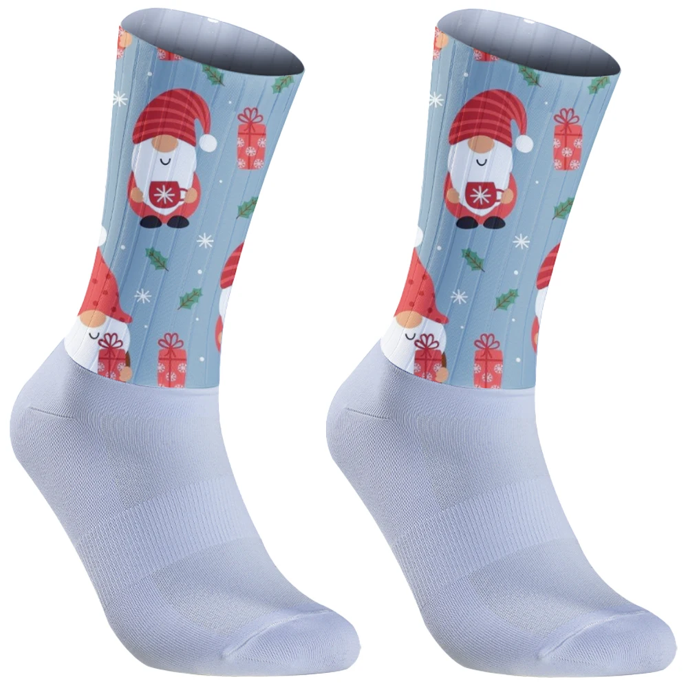 Chaussettes de cyclisme de Noël pour hommes et femmes, séchage rapide, intervalles moyens, sport, fitness dans le tube