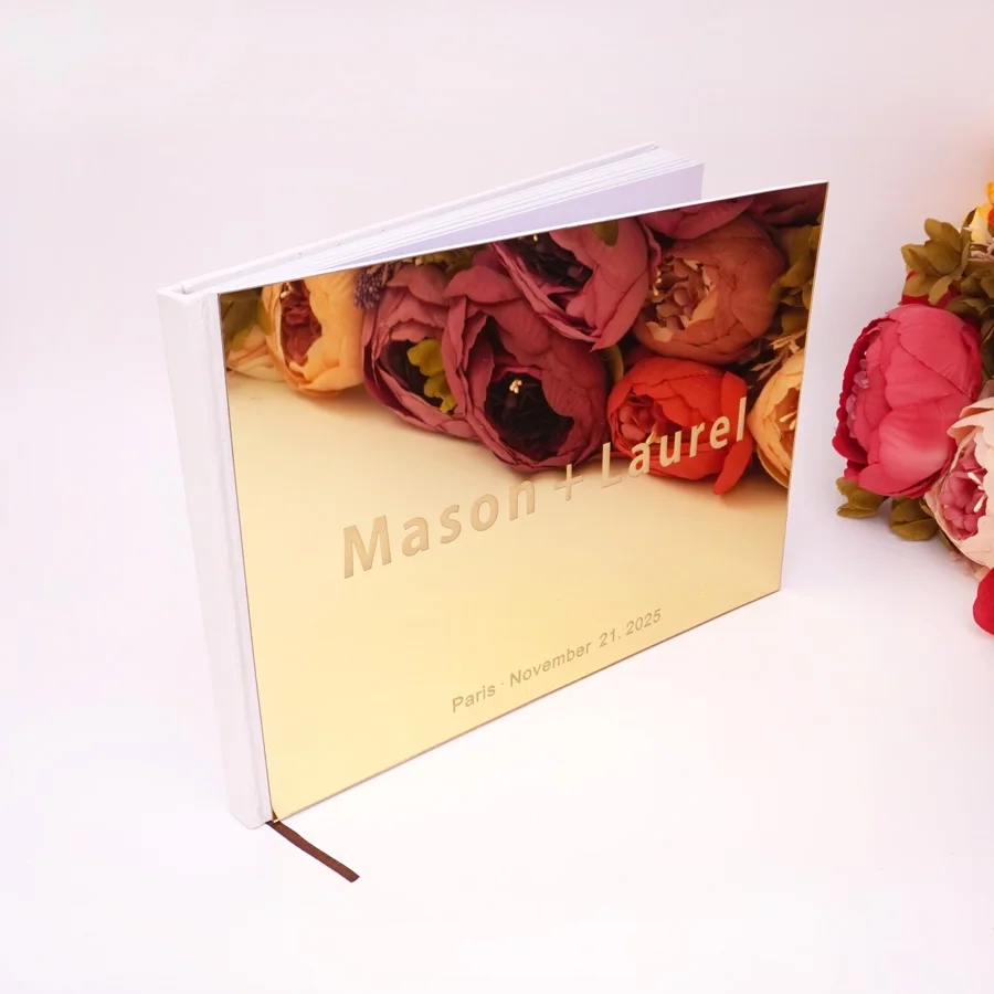 Personalized Acrylic Cover Guestbook Engraved Couple Name Custom Baptism Event & Party Decor Favors Gifts