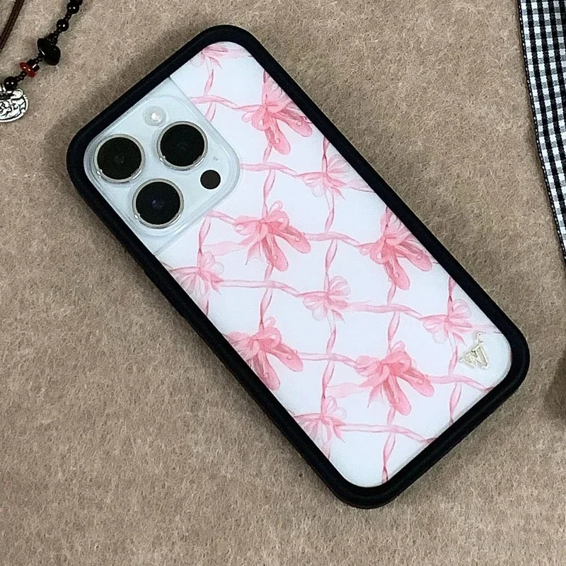 Wildflower ins Girls On Pointe ballet shoes wf Phone Case for iPhone 12 13 14 15 16 Pro Max Plus wf Pink Scarves protect Cover﻿