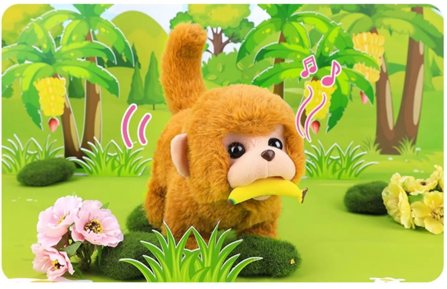 Simulated electric monkey that can walk and call children's plush golden monkey pet toy