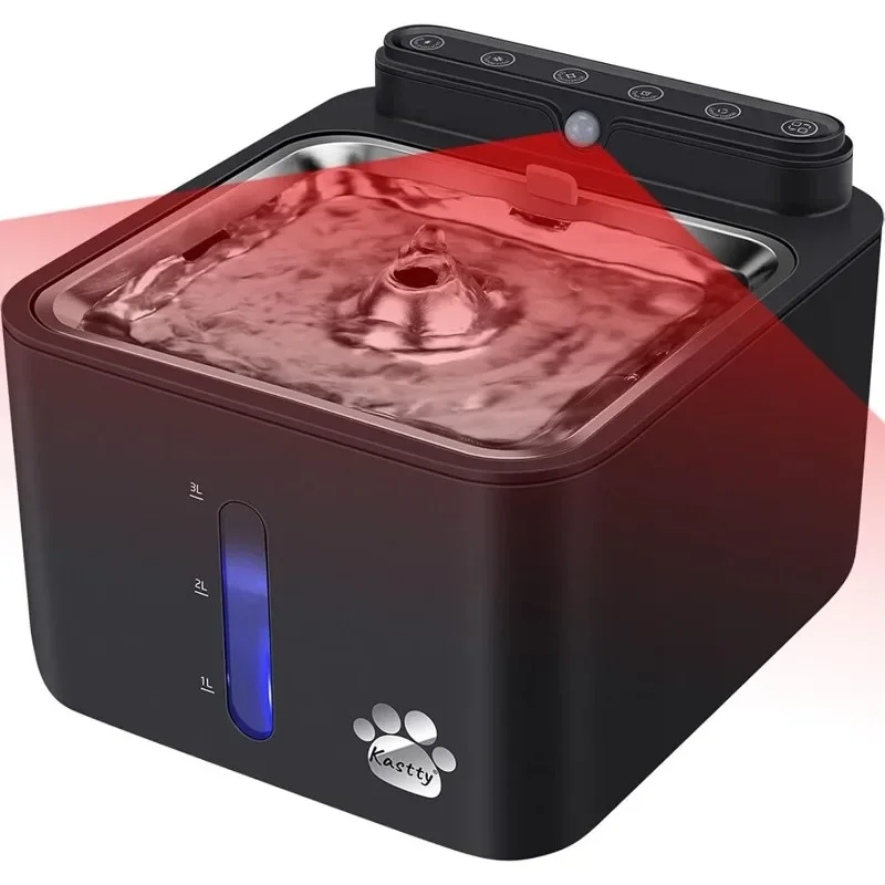 

Wireless & Rechargeable Battery Operated Cat Water Fountain, 108oz/3.2L Larger Quiet Sensor Auto Cat Fountain