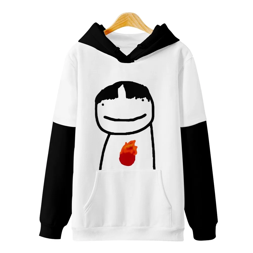 

Hot Sale Sapnap Hoodie Pullover Cool Sweatshirt Harajuku Clothes Cosplay Sweatshirts Black White Fake Two Piece Hoody Kids Tops