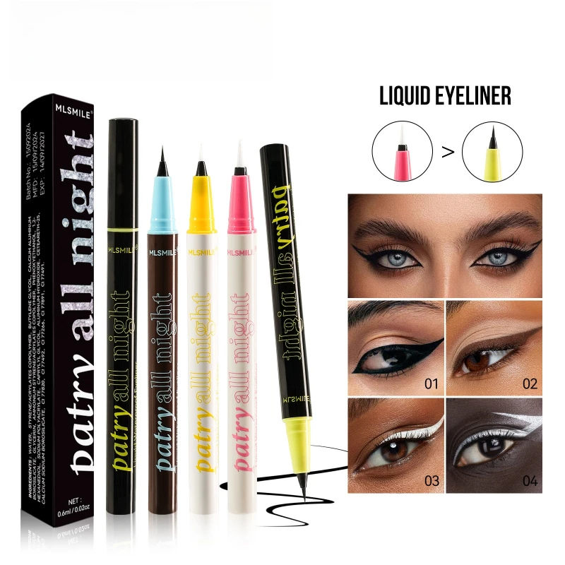 

Waterproof Eyeliner Black and White Silver Quick-drying Non-smudging Pen Makeup Multiple Colors Available for Your Selection