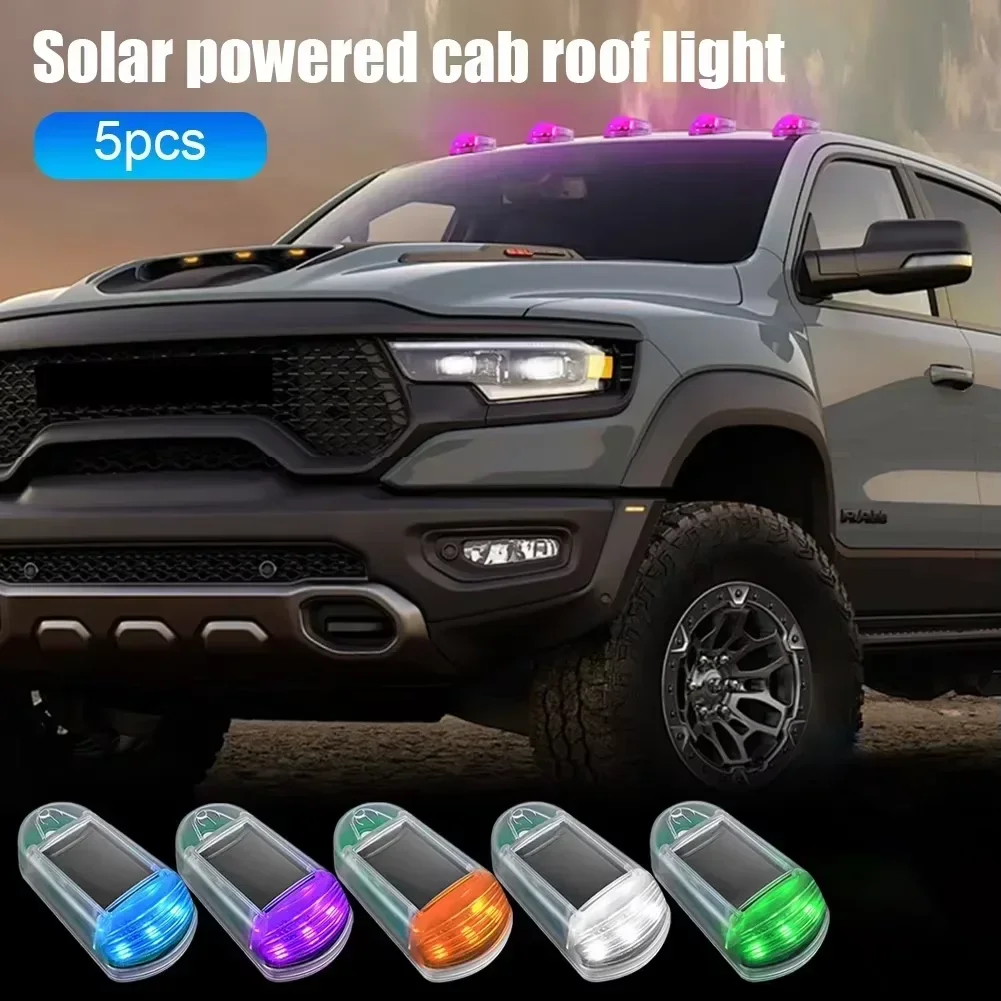 5pcs 2024 Solar Powered Roof Colorful Car Lights Compatible with Dodge Ram 1500 - 5500 And  2003-2018 Pickup Trucks