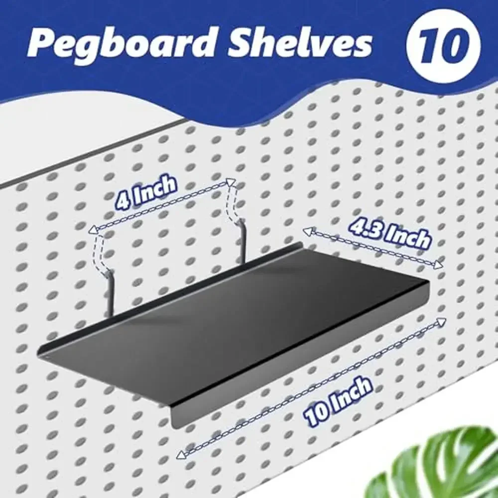 Metal Pegboard Shelves Set of 10 Flat Display Accessories Heavy Duty Rust-Proof Retail Display Office Kitchen Bathroom Bedroom