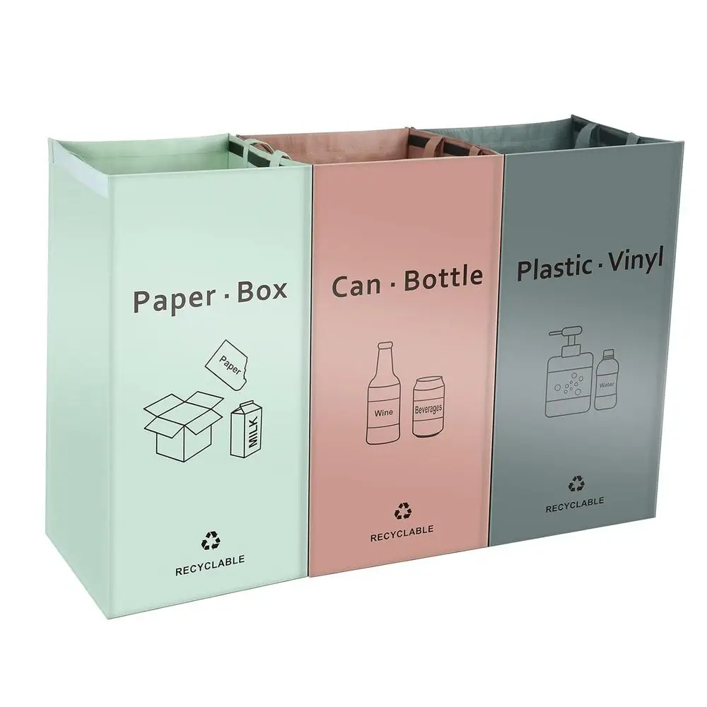 

Indoor Waste Sorting Bins - Set of 3 Color-Coded Reusable Recycle Bags for Kitchen