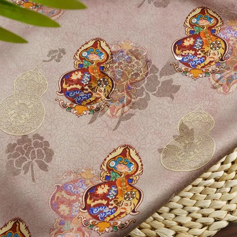 

Lotus Color Gourd Fraance Cloud Silk Fabric Lotus Flower Tiger Pattern Wind Dr Breathable Cloth Chinese Sle