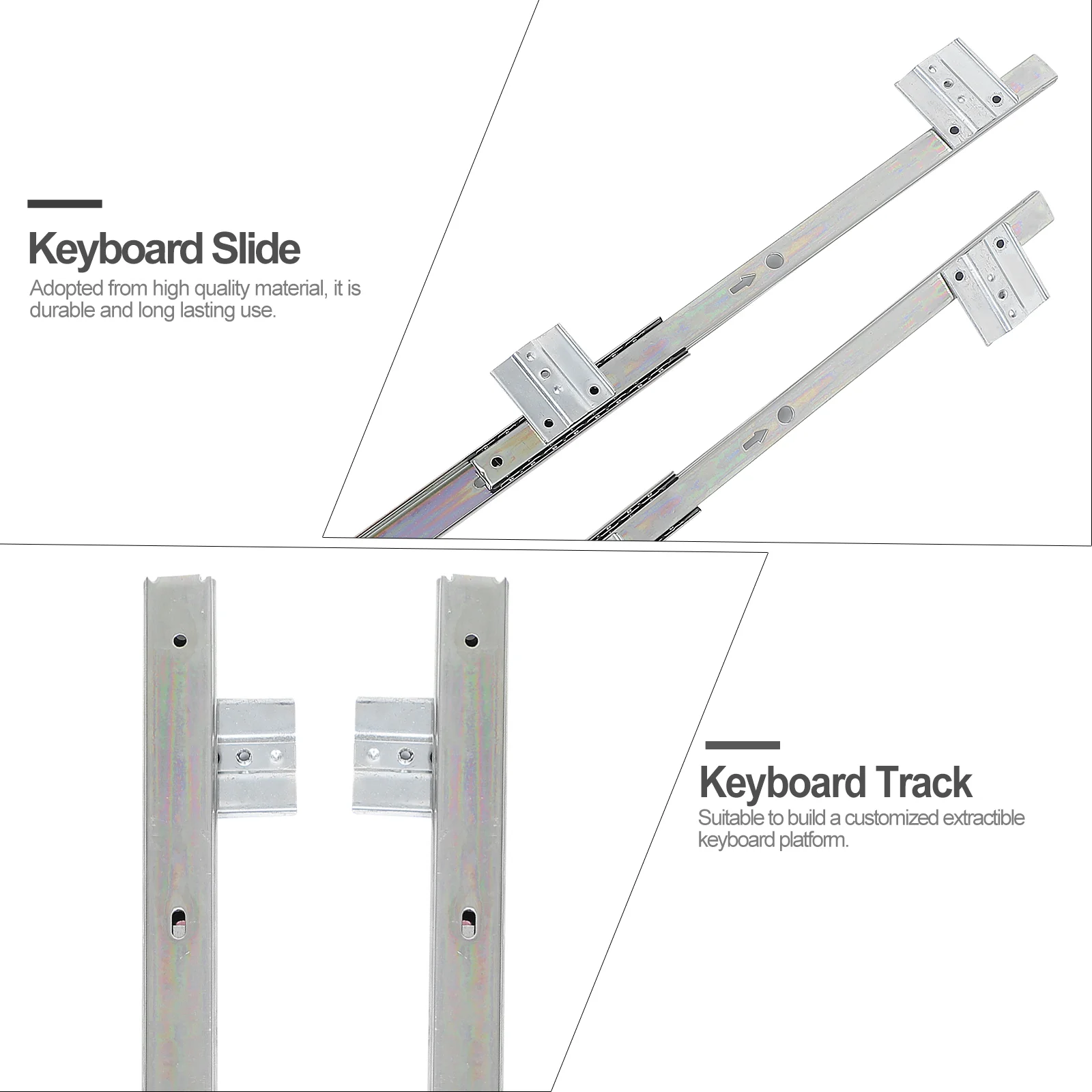 Keyboard Tray Keyboard Rails Multi-functional Adjustable Slide Silent Tray Rack Drawer-design Computer Stand Desk