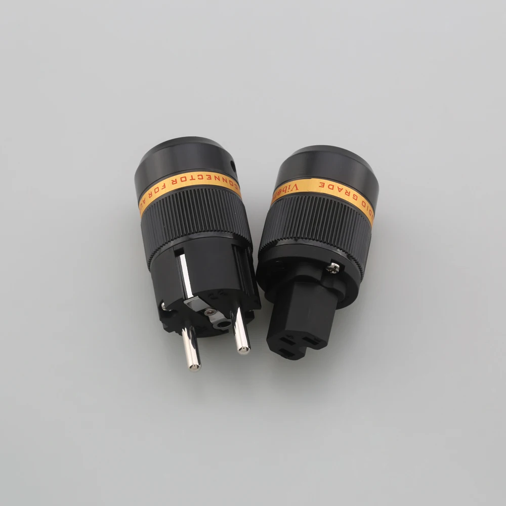 Viborg VE501R+VF501R Pure Copper Rhodium Plated Schuko EU Power Plug European Male connector+IEC Female Connector Plug