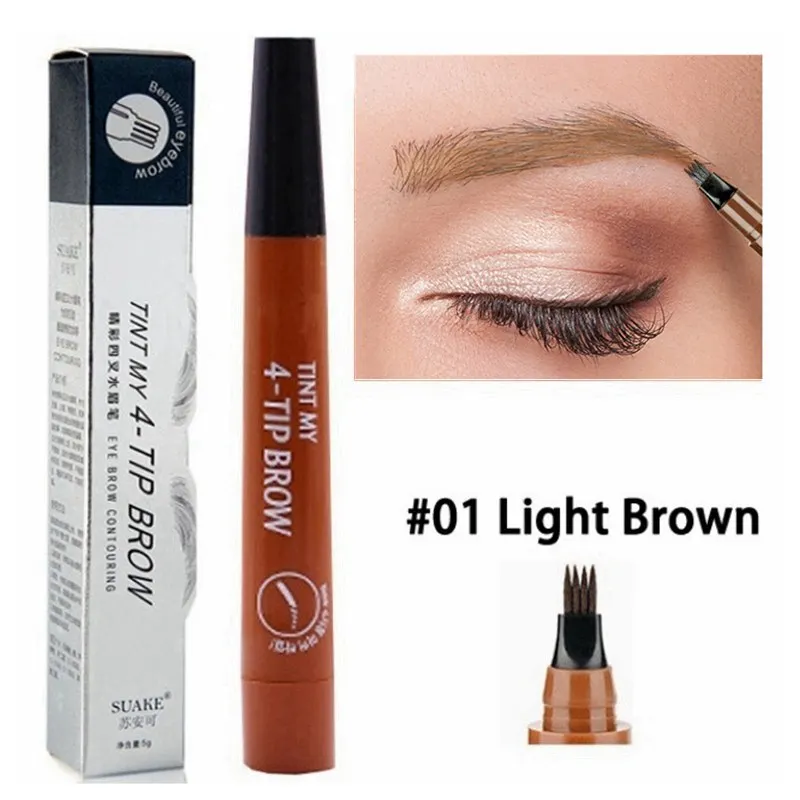 Lápis de sobrancelha líquido impermeável Microblade Brow Maquiagem Pen, Long Lasting Cosmetic, 4 Ponto