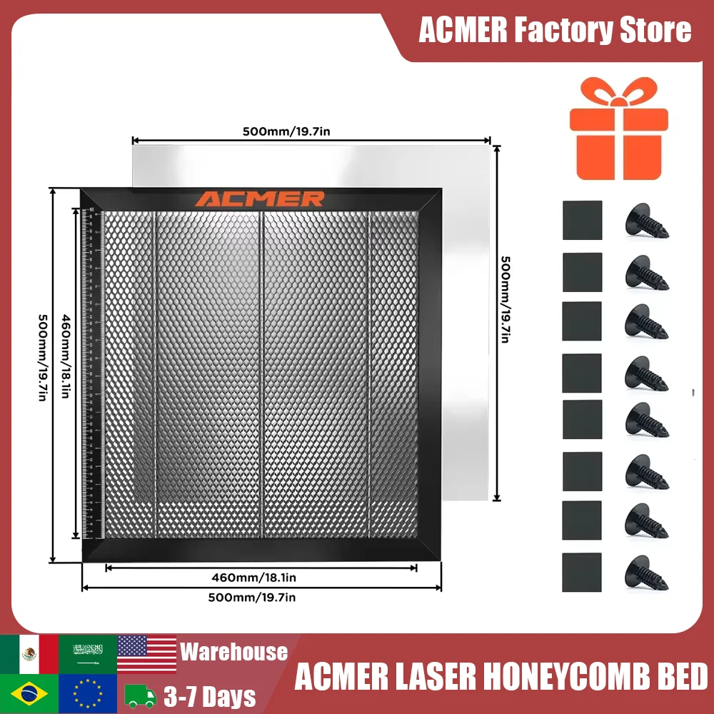 ACMER 500*500mm Tavolo da pannello a nido d'ape Macchina per incisione e taglio laser Tavolo da taglio per letto con pannello a nido d'ape laser 300*300mm