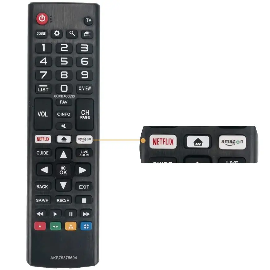 Control remoto AKB75375604, control remoto ABS, reemplazo del control remoto para Smart 4K HD TV 43UK6300PUE 32LK610BPUA 49UK6300PUE 55UK6300PUE