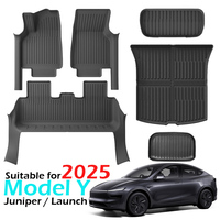 Floor Mats with Door Sill Protection Strip for Tesla Model Y Juniper 2025 2026 All-weather Floor Cargo Liner Trunk Backrest Pad