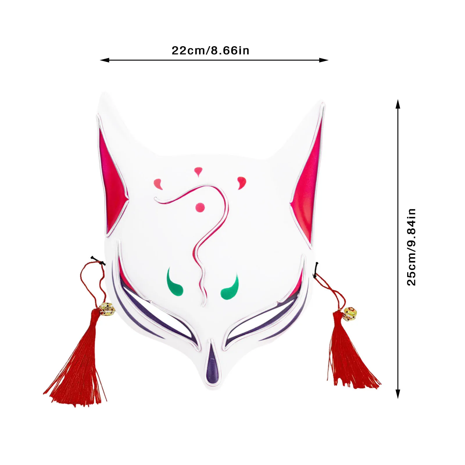 Neue Mode Anime Fuchs Maske handgemalte Halb gesicht Katze Maske mit Quasten Glocke Halloween Maskerade Party Festival Cosplay Geschenk