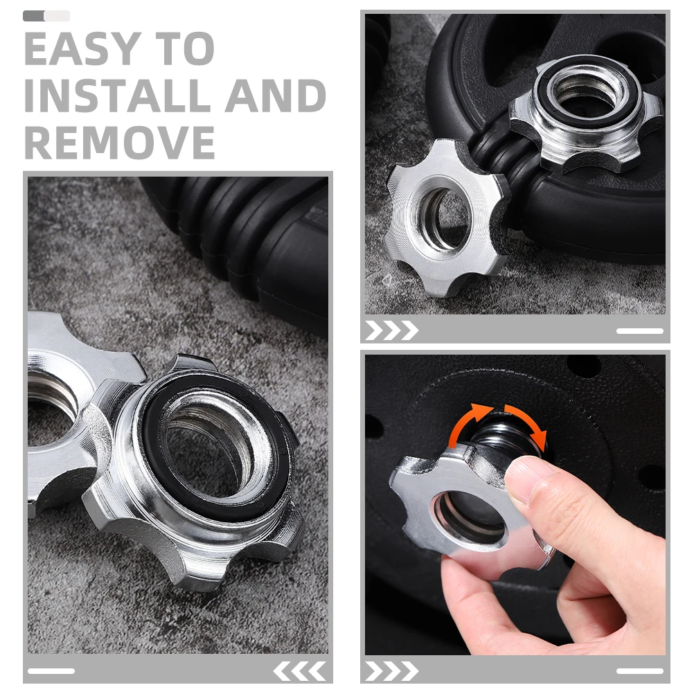 

5pcs Anti-slip Barbell Collars Hexagonal Design Cast Iron Dumbbell Locking Nuts Compatible Universal Barbell Rods Secure