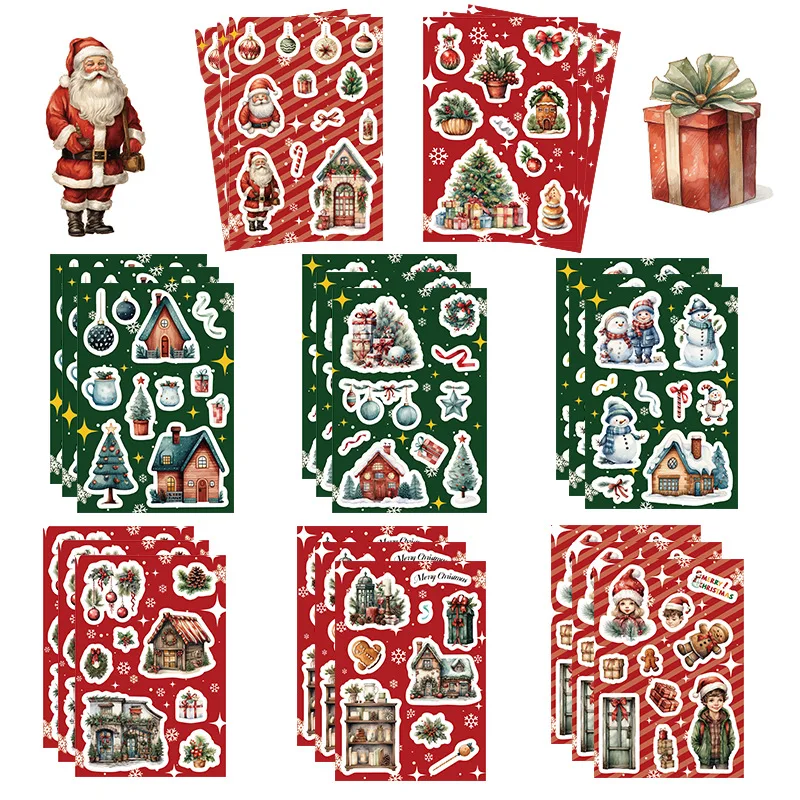 8sheets Cute Santa Claus Christmas Cartoon Stickers Laptop Phone Scrapbook Suitcase Sticker