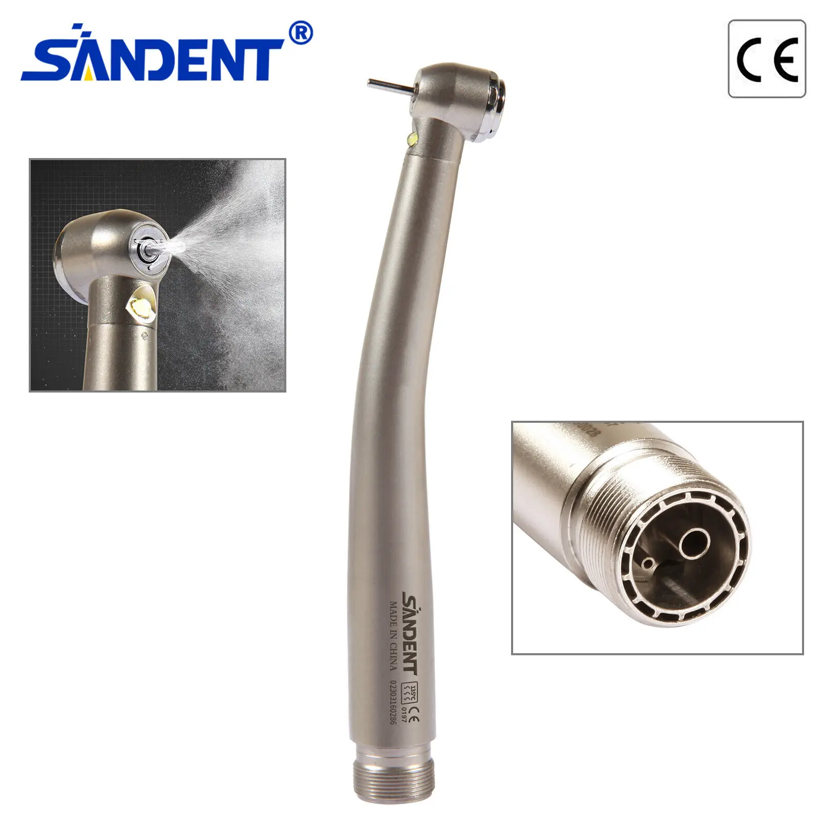 

NSK Style Dental Fiber Optic LED E-generator high speed handpiece Internal Triple Spray Push Button Turbina 2Hole