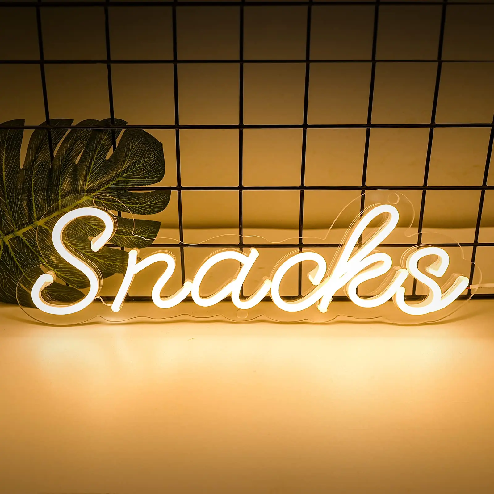 Snacks Neon Sign, Snack Bar Sign Art Wall Decor,  Warm White Snacks Neon Light Sign, for Cake Candy Shop Snack Stall