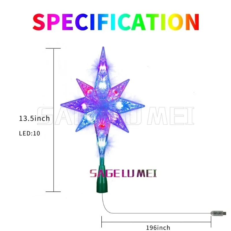 Haut d'arbre de noël intelligent, étoile octogonale, bricolage, synchronisation de la musique, application vocale à distance, décor de vacances, lumière d'arbre de noël